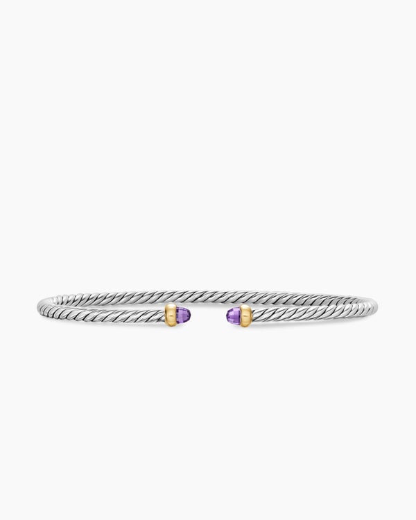 Micro Cable Flex Bracelet in Sterling Silver with 14K Yellow Gold, 2.6mm