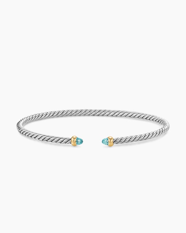 Micro Cable Flex Bracelet in Sterling Silver with 14K Yellow Gold, 2.6mm