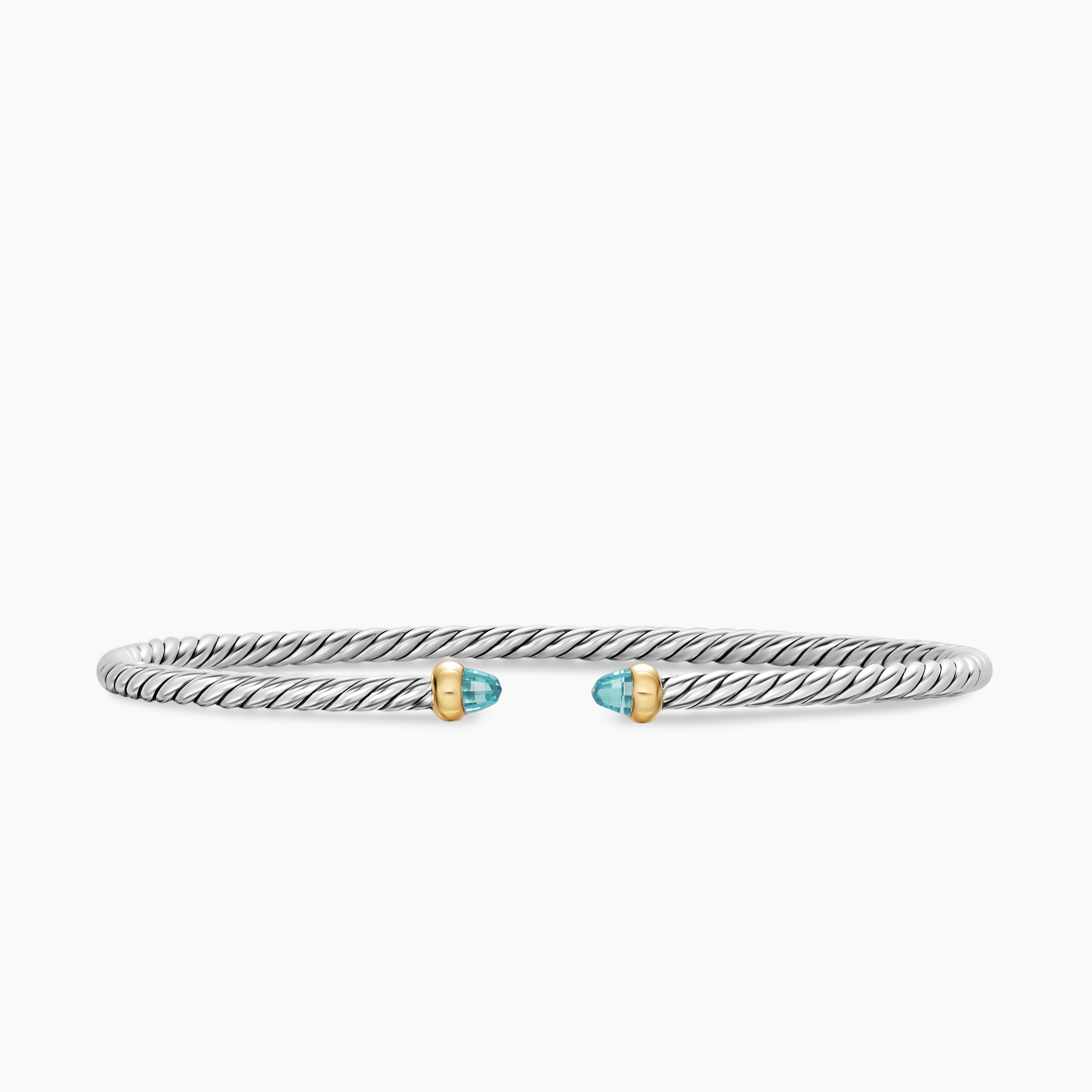 Micro bracelet Cable Flex en argent massif avec or jaune 14 carats, 2,6 mm femme 