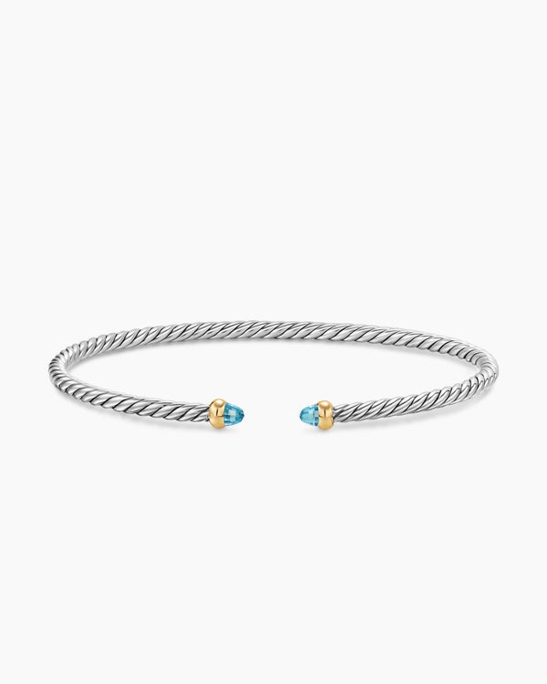 Micro Cable Flex Bracelet in Sterling Silver with 14K Yellow Gold, 2.6mm