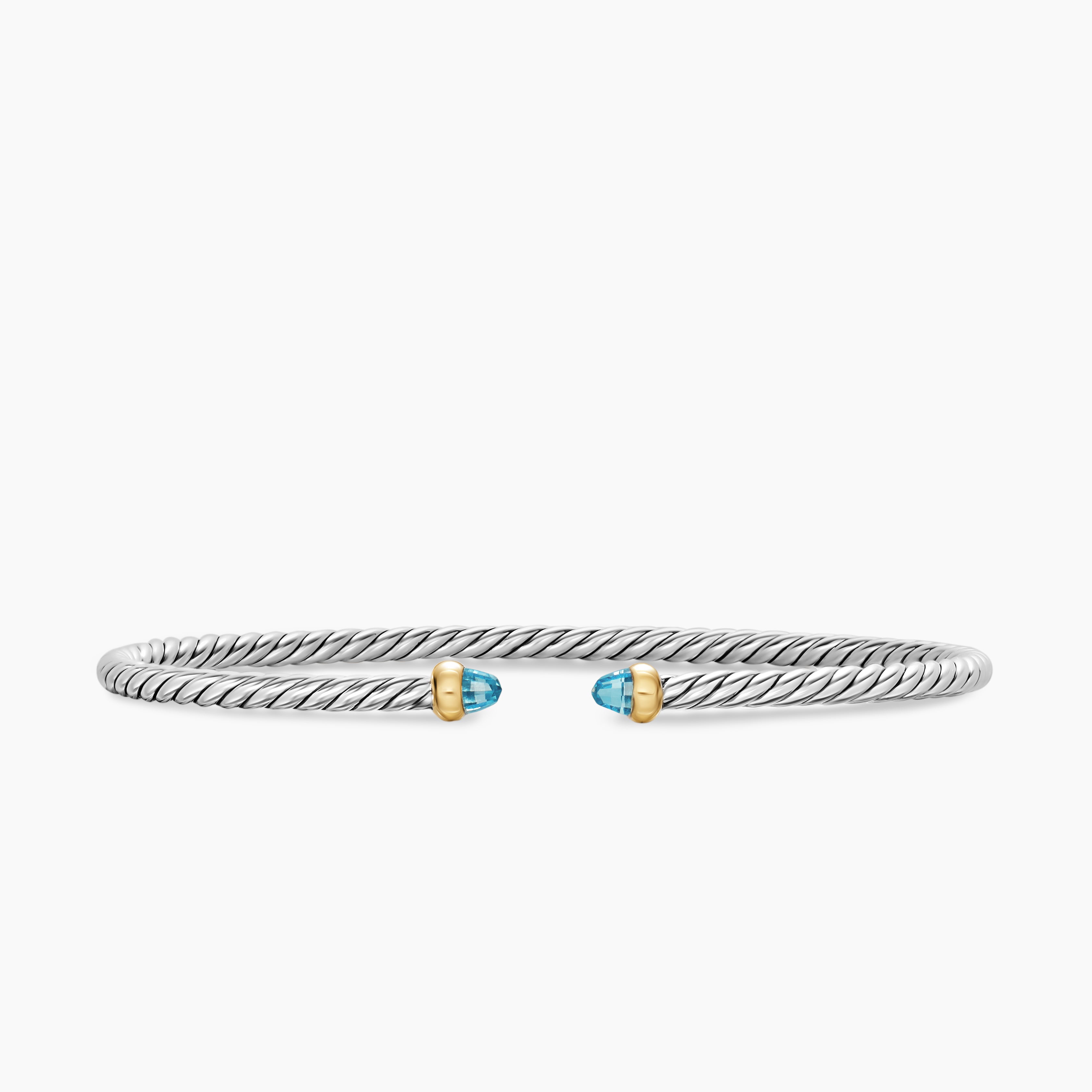 Micro bracelet Cable Flex en argent massif avec or jaune 14 carats, 2,6 mm femme 