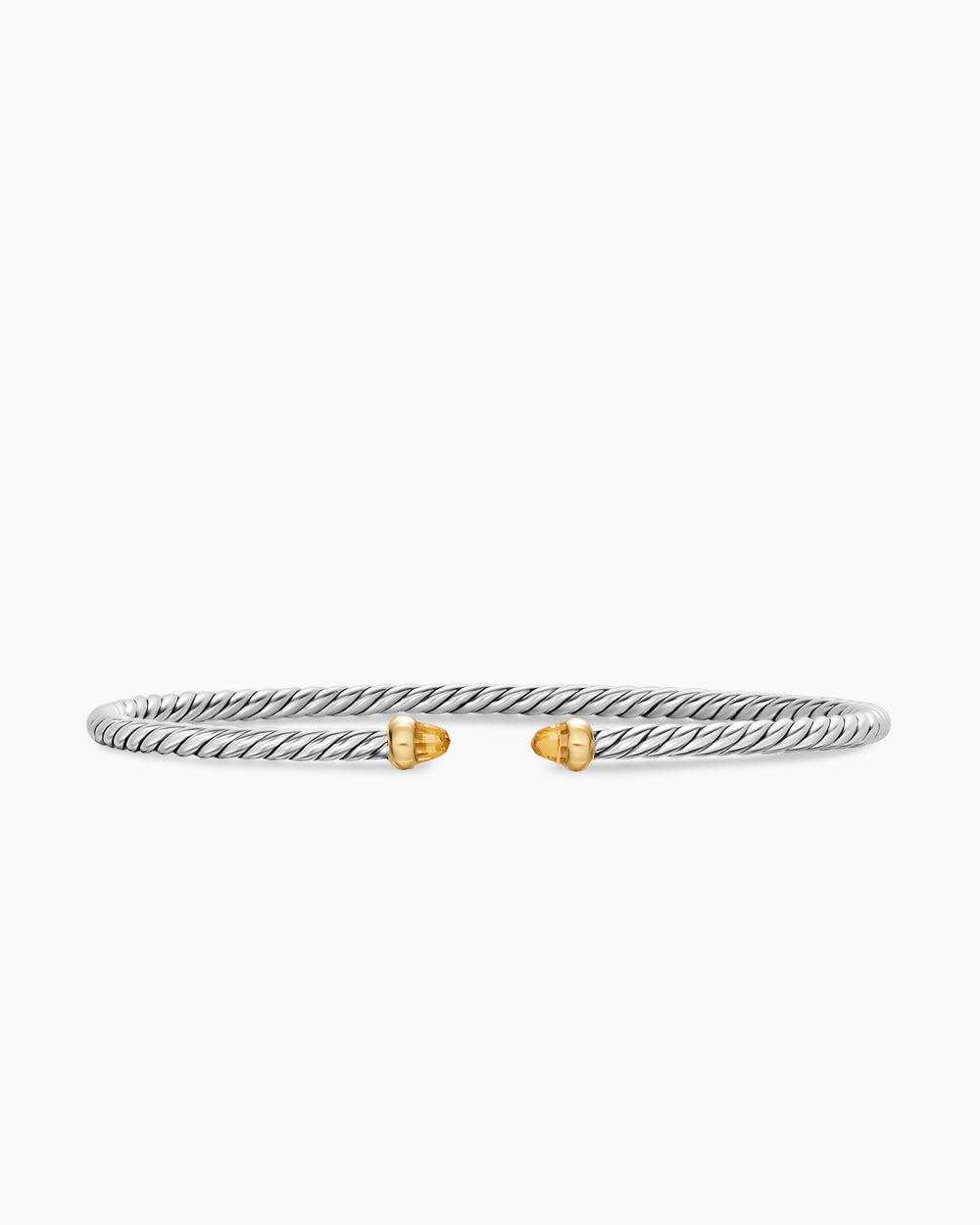 Womens Micro Cable Flex® Bracelet in Sterling Silver with 14K Yellow Gold and Citrine, 2.6mm