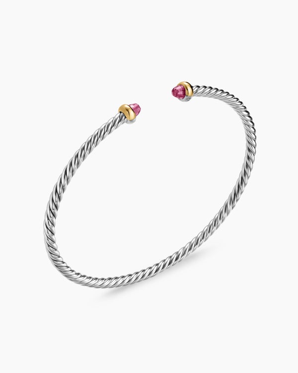 Micro Cable Flex Bracelet in Sterling Silver with 14K Yellow Gold, 2.6mm