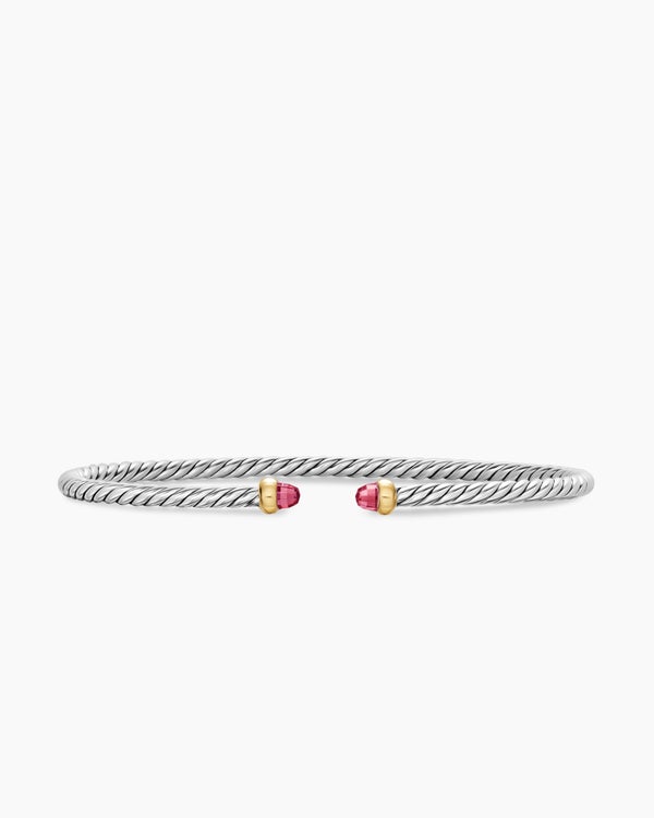 Micro Cable Flex Bracelet in Sterling Silver with 14K Yellow Gold, 2.6mm