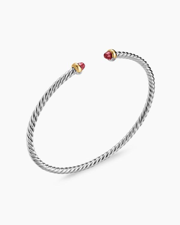 Micro Cable Flex Bracelet in Sterling Silver with 14K Yellow Gold, 2.6mm