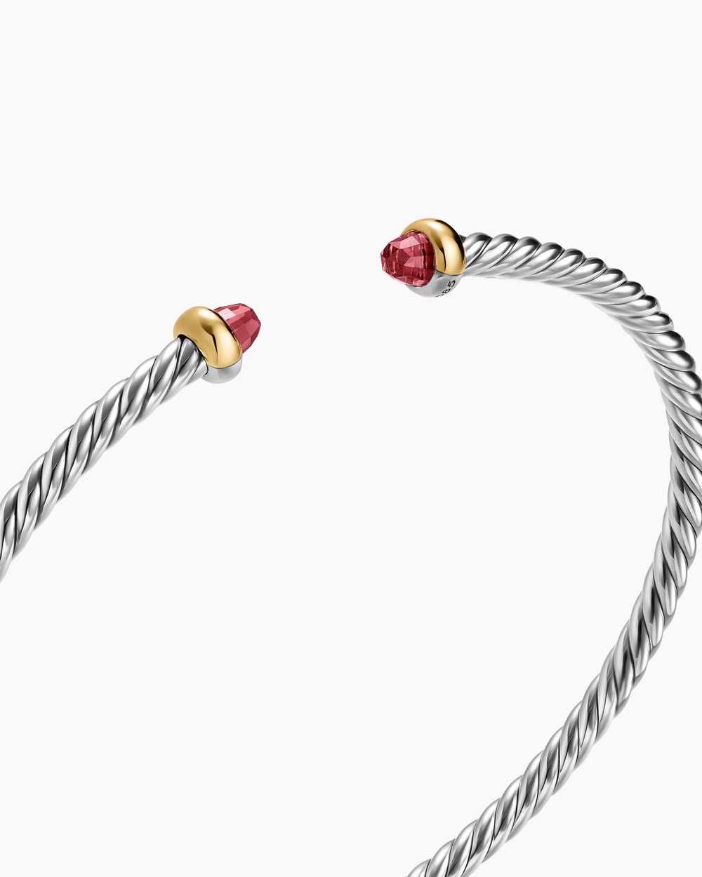 Womens Micro Cable Flex Bracelet in Sterling Silver with 14K Yellow Gold, 2.6mm
