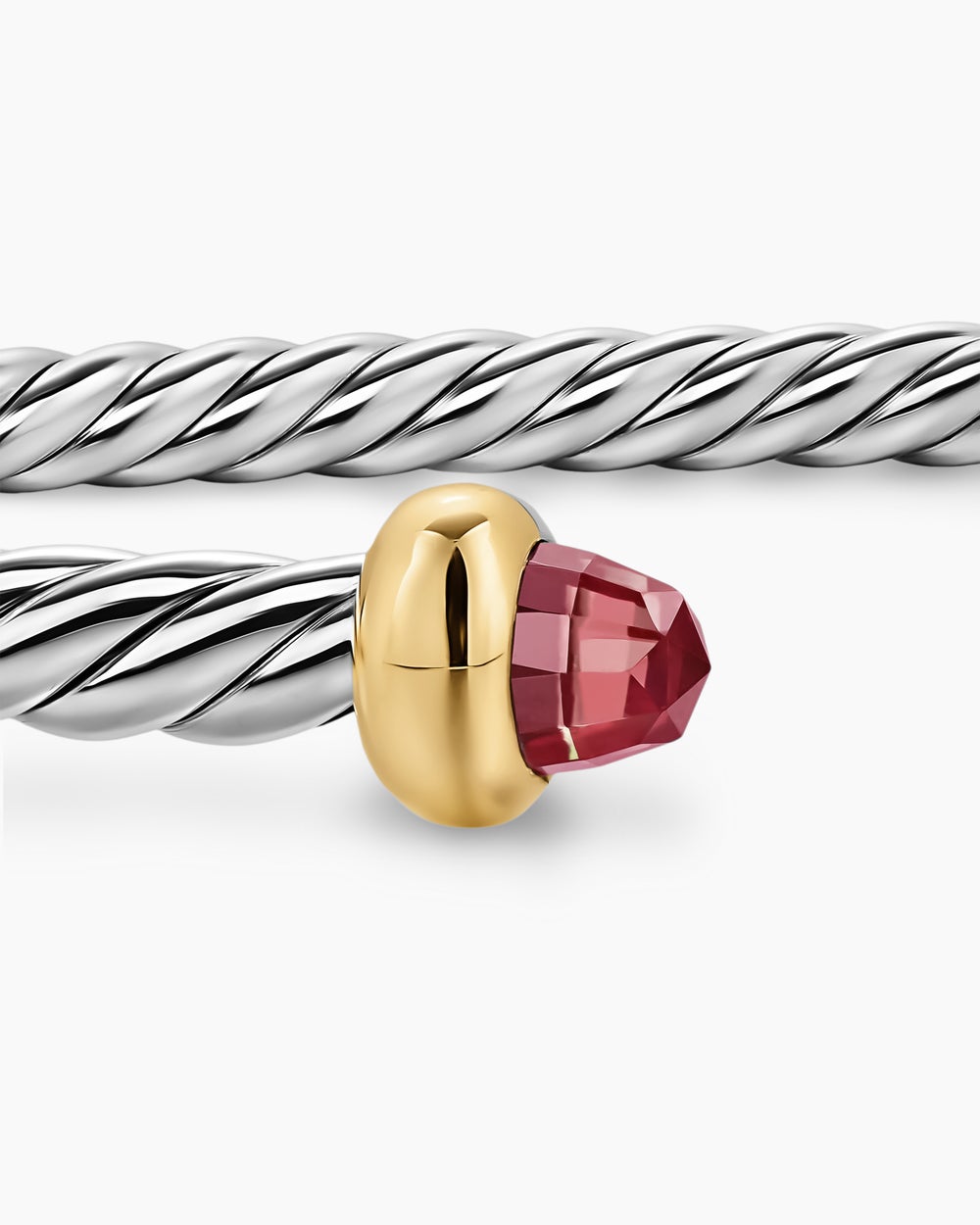 Womens Micro Cable Flex Bracelet in Sterling Silver with 14K Yellow Gold, 2.6mm