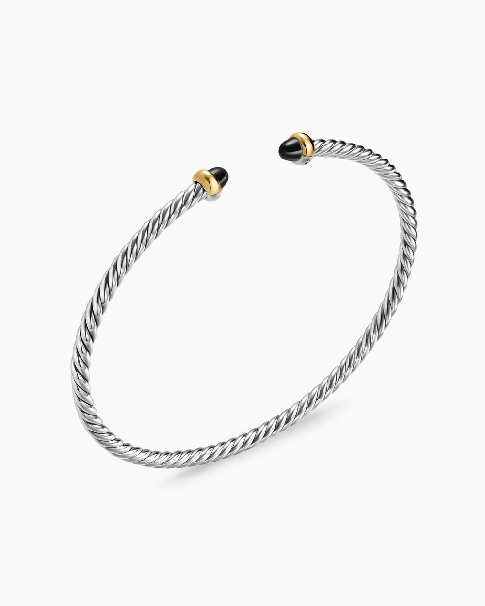 Womens Micro Cable Flex Bracelet in Sterling Silver with 14K Yellow Gold, 2.6mm