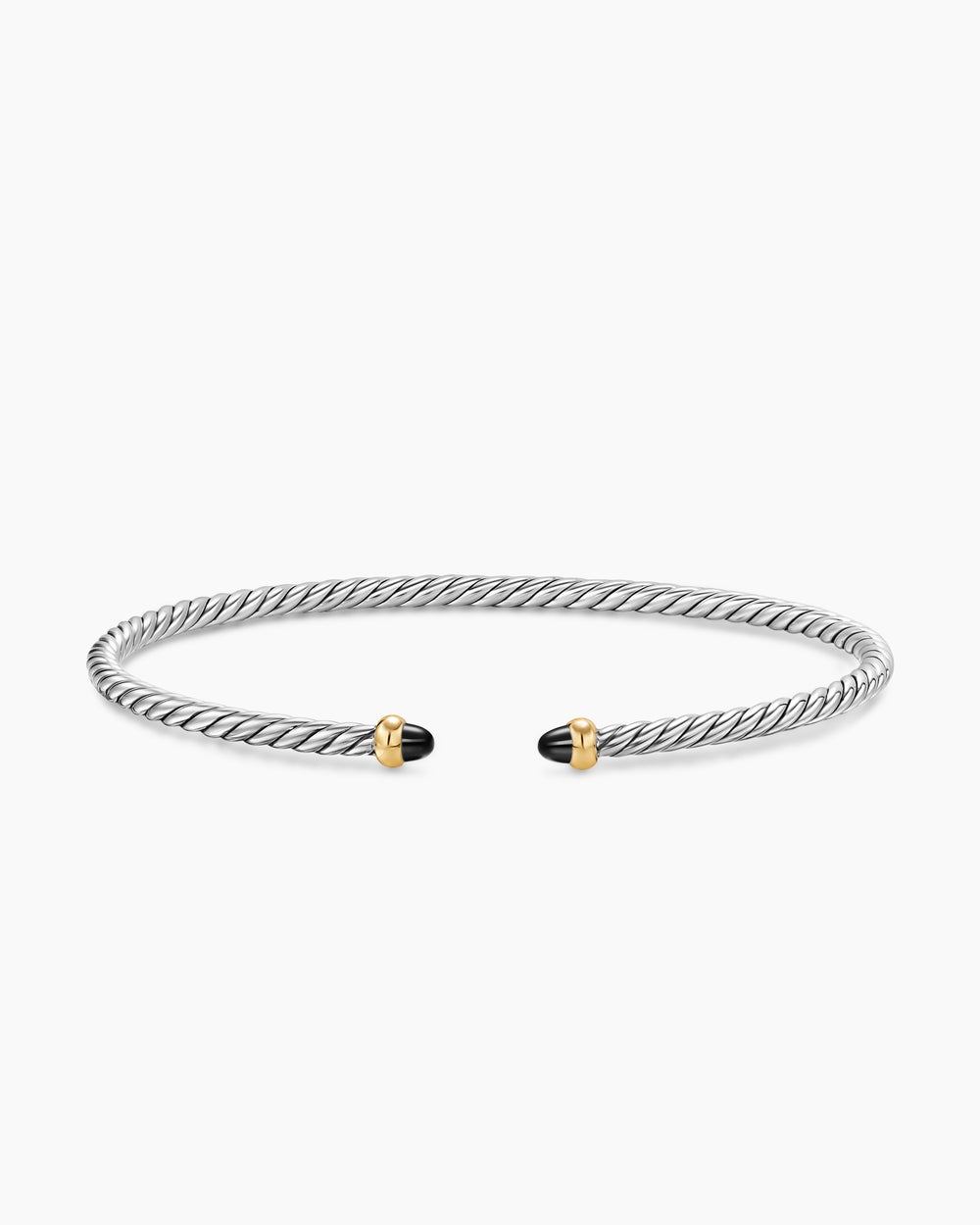 Womens Micro Cable Flex Bracelet in Sterling Silver with 14K Yellow Gold, 2.6mm