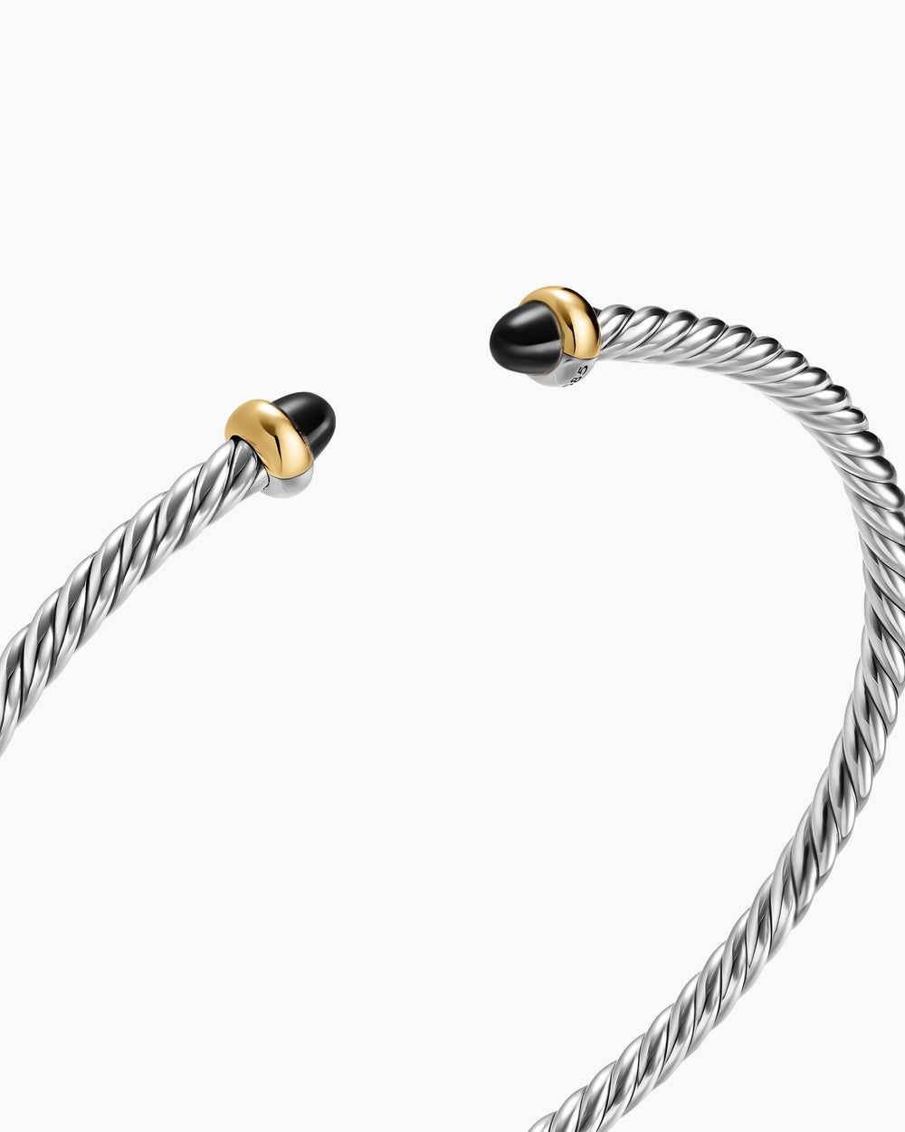 Womens Micro Cable Flex Bracelet in Sterling Silver with 14K Yellow Gold, 2.6mm