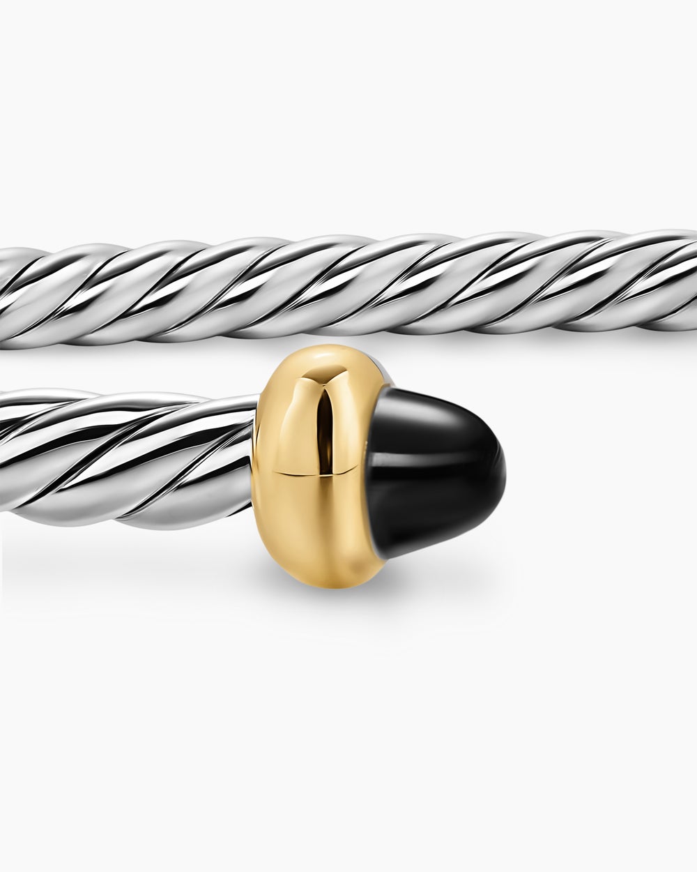 Womens Micro Cable Flex Bracelet in Sterling Silver with 14K Yellow Gold, 2.6mm