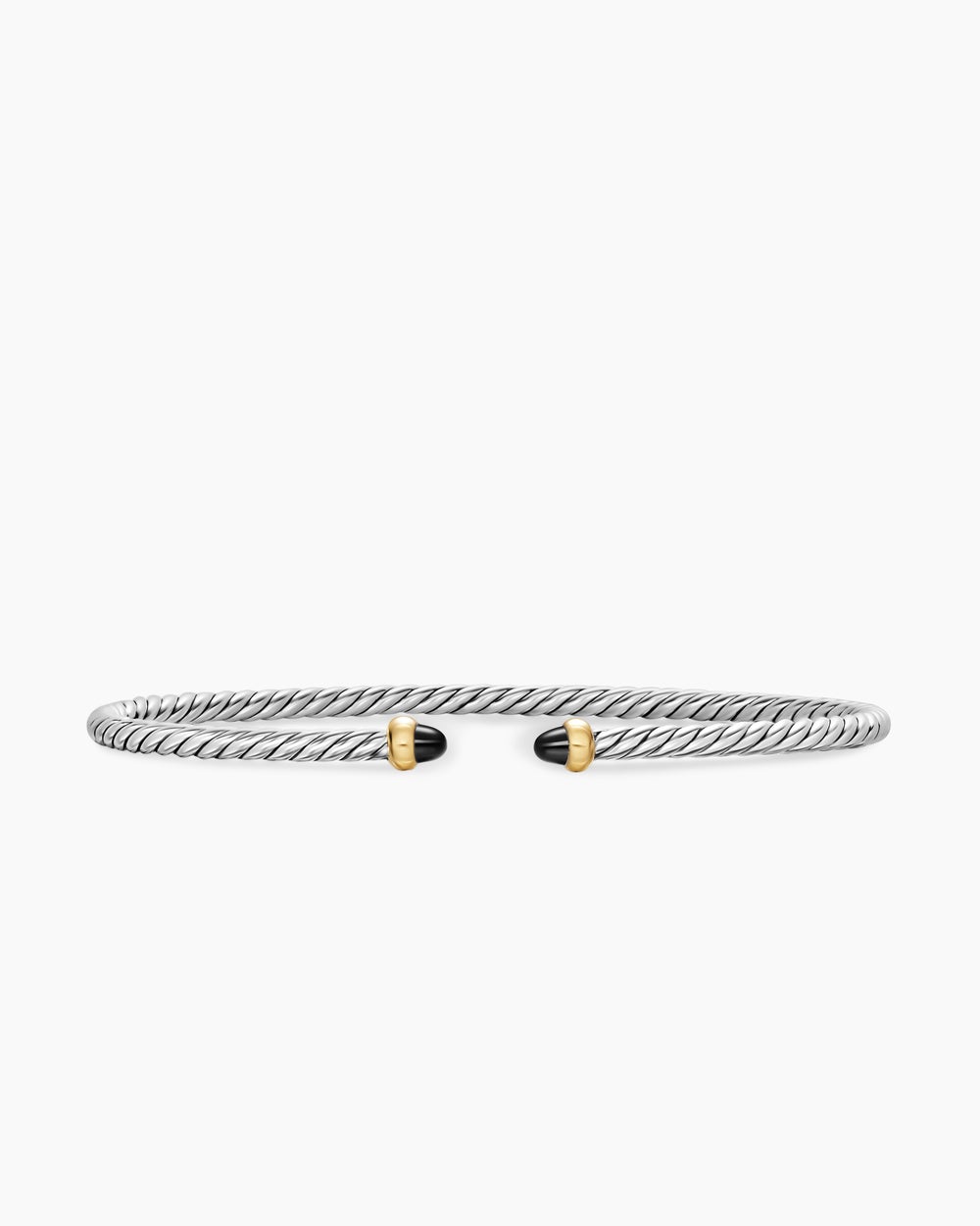 Womens Micro Cable Flex Bracelet in Sterling Silver with 14K Yellow Gold, 2.6mm