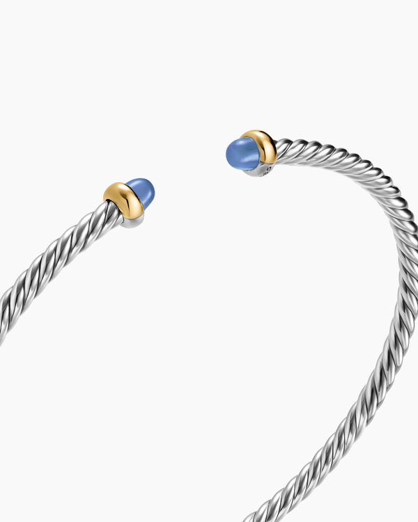 Micro Cable Flex Bracelet in Sterling Silver with 14K Yellow Gold, 2.6mm
