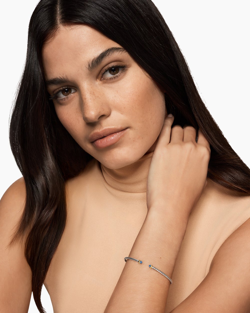 Micro bracelet Cable Flex en argent massif avec or jaune 14 carats, 2,6 mm femme