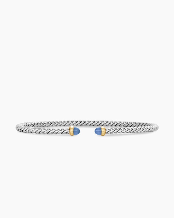 Micro Cable Flex Bracelet in Sterling Silver with 14K Yellow Gold, 2.6mm