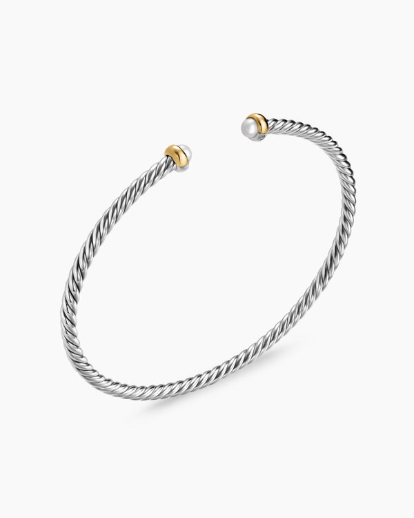 Micro Cable Flex Bracelet in Sterling Silver with 14K Yellow Gold, 2.6mm