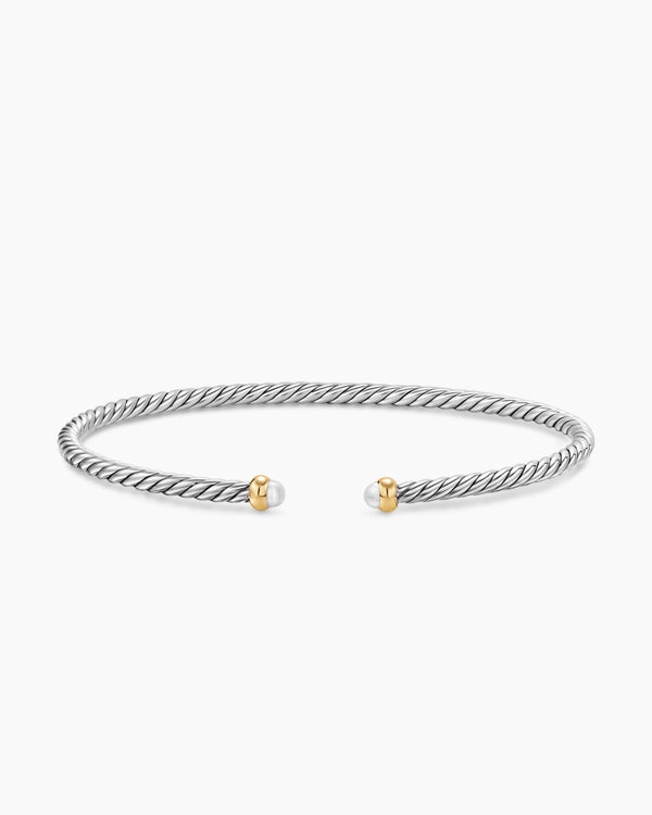 Micro Cable Flex Bracelet in Sterling Silver with 14K Yellow Gold, 2.6mm