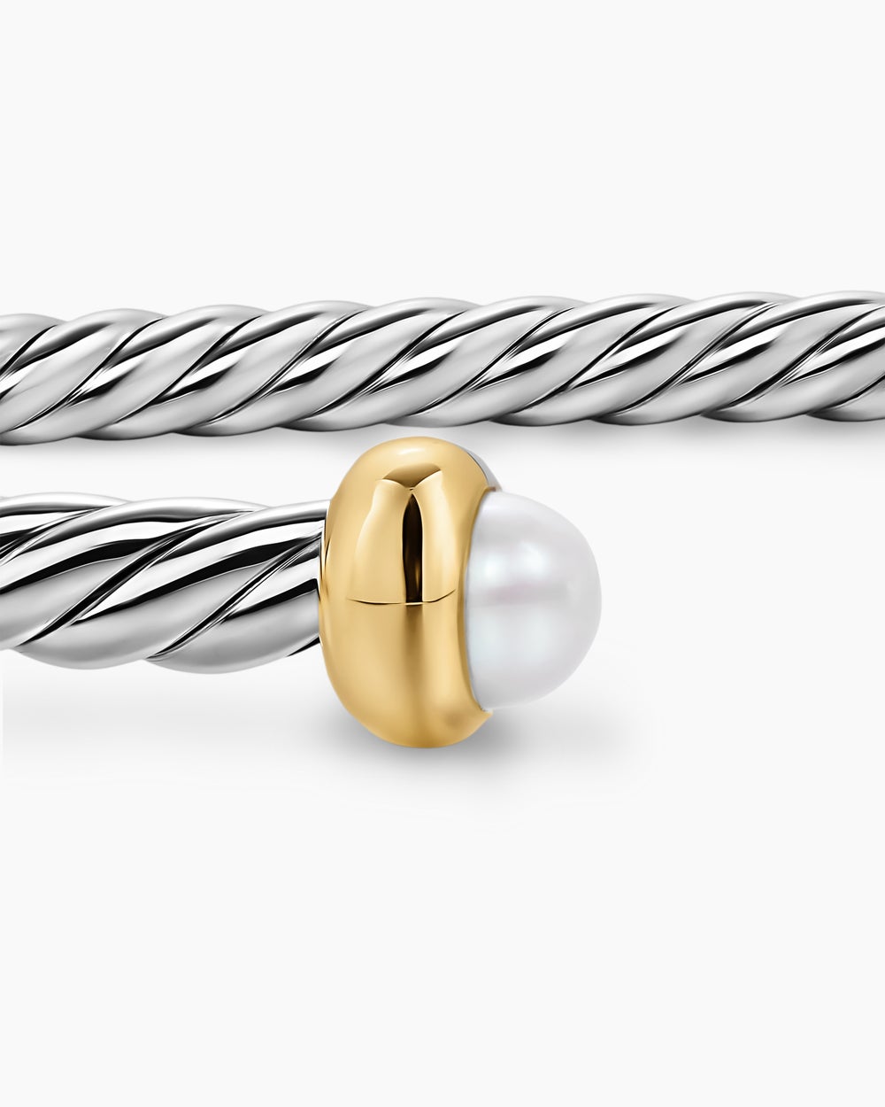 Womens Micro Cable Flex Bracelet in Sterling Silver with 14K Yellow Gold, 2.6mm