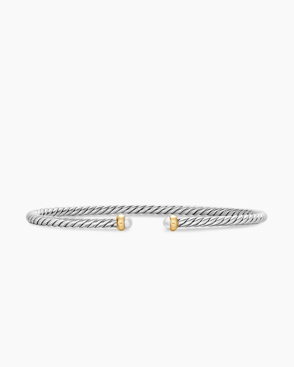Womens Micro Cable Flex Bracelet in Sterling Silver with 14K Yellow Gold, 2.6mm