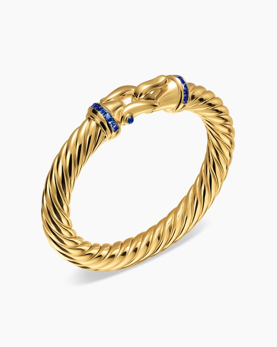 Cablespira® Flex Buckle Bracelet in 18K Yellow Gold with Light Blue Sapphires, 9mm
