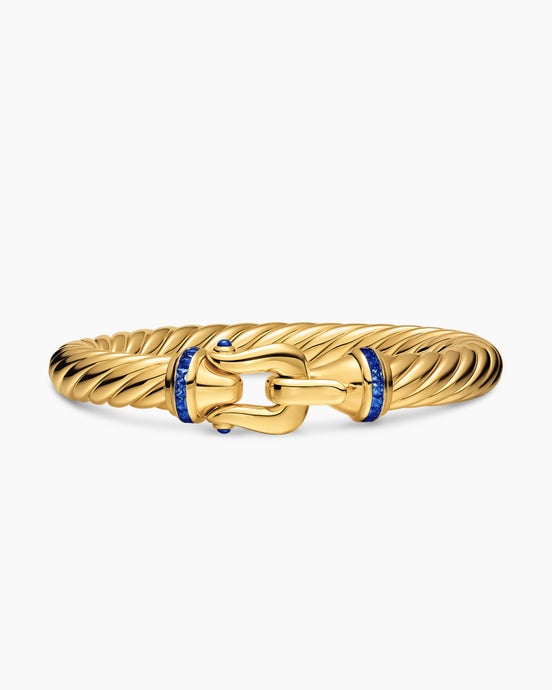 Cablespira® Flex Buckle Bracelet in 18K Yellow Gold with Light Blue Sapphires, 9mm