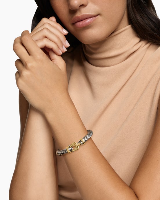 Cable Flex® Buckle Bracelet in Sterling Silver with 14K Yellow Gold, 9mm
