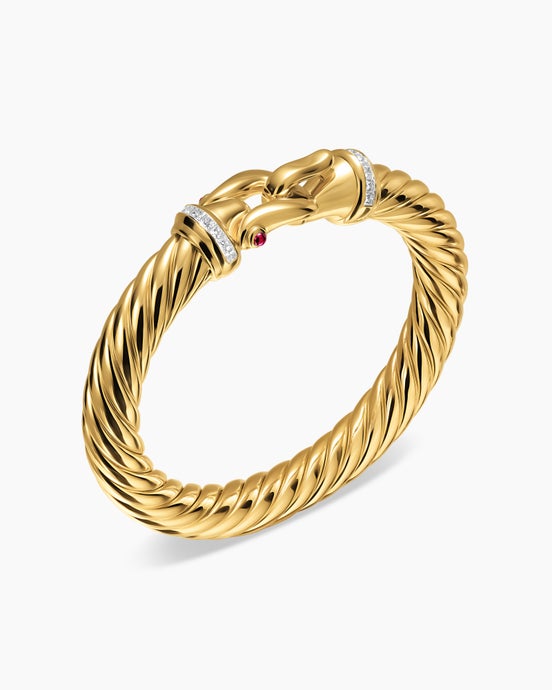 Cablespira® Flex Buckle Bracelet in 18K Yellow Gold with Rubies and Diamonds, 9mm