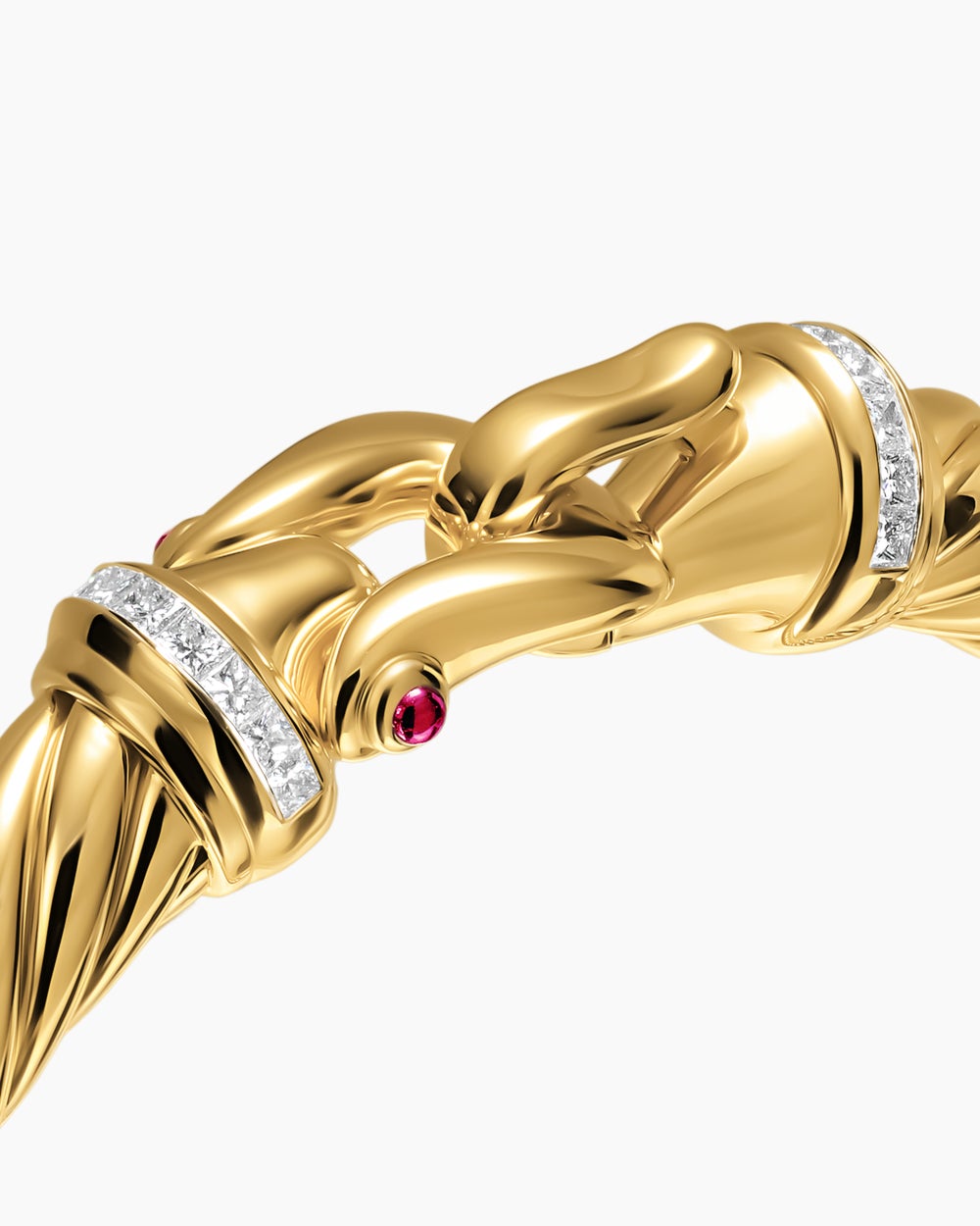 Womens Cablespira Flex Buckle Bracelet in 18K Yellow Gold with Diamonds, 9mm
