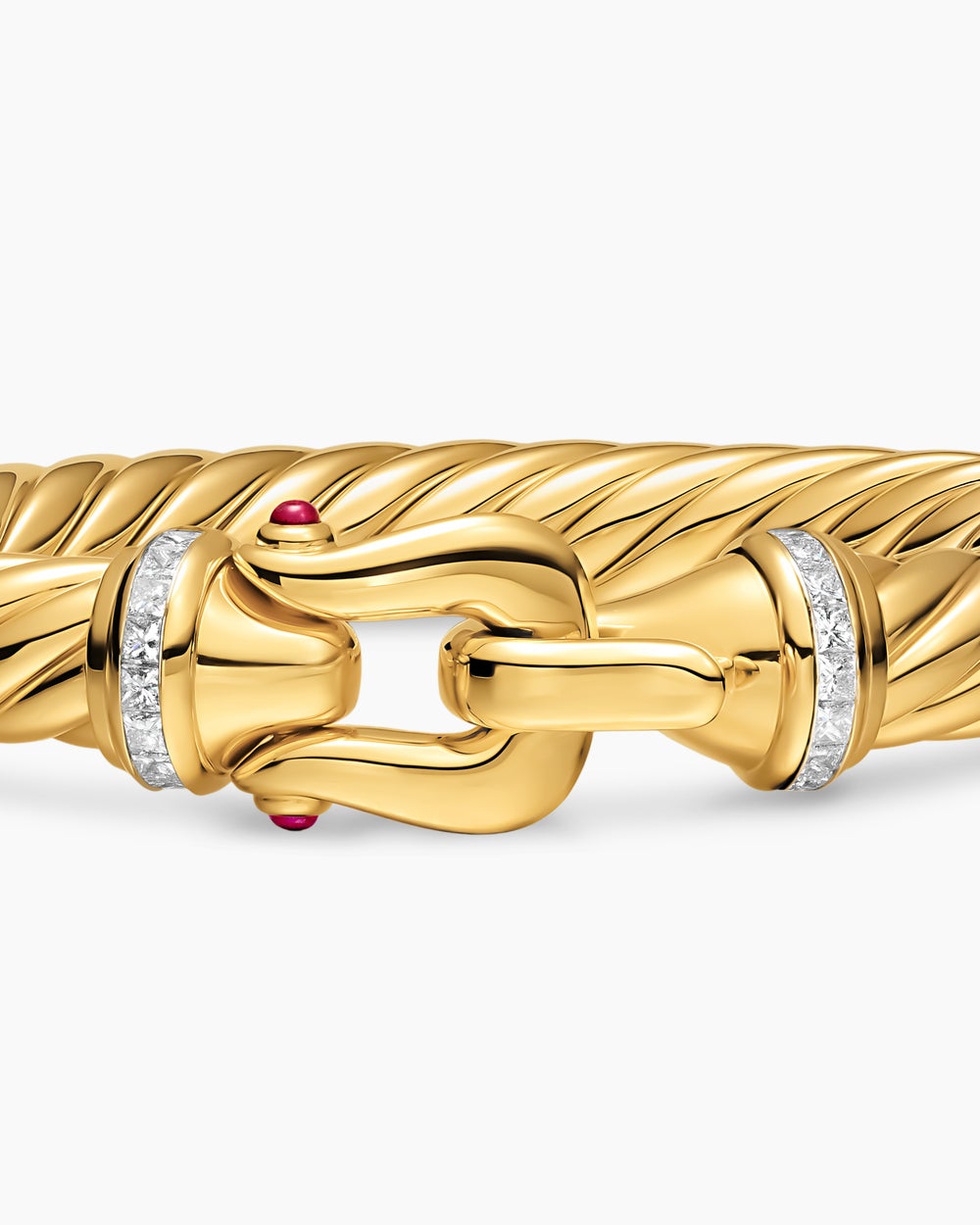 Womens Cablespira Flex Buckle Bracelet in 18K Yellow Gold with Diamonds, 9mm