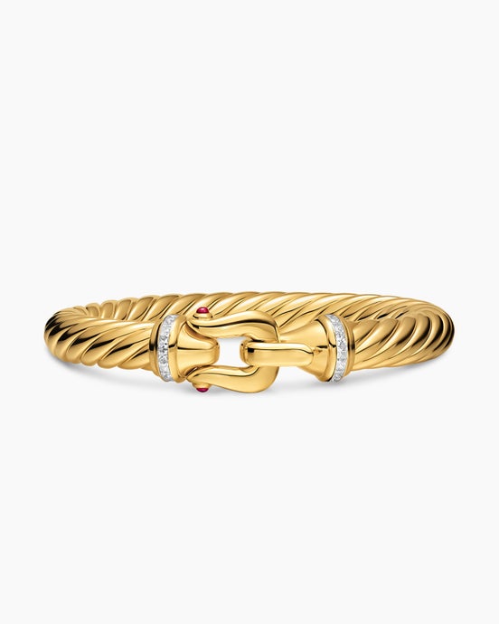 Cablespira® Flex Buckle Bracelet in 18K Yellow Gold with Rubies and Diamonds, 9mm