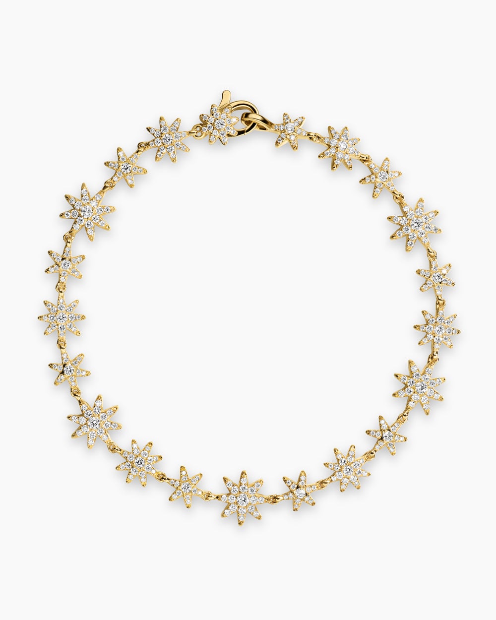 Womens Petite Starburst Tennis Bracelet in 18K Yellow Gold with Diamonds, 8.2mm