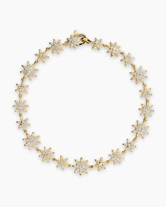 Petite Starburst Tennis Bracelet in 18K Yellow Gold with Diamonds, 8.2mm