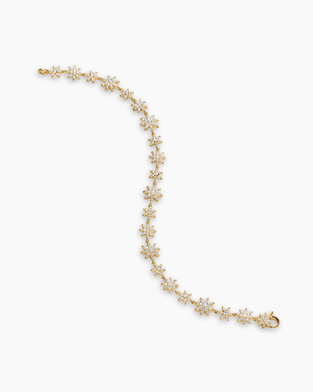 Womens Petite Starburst Tennis Bracelet in 18K Yellow Gold with Diamonds, 8.2mm
