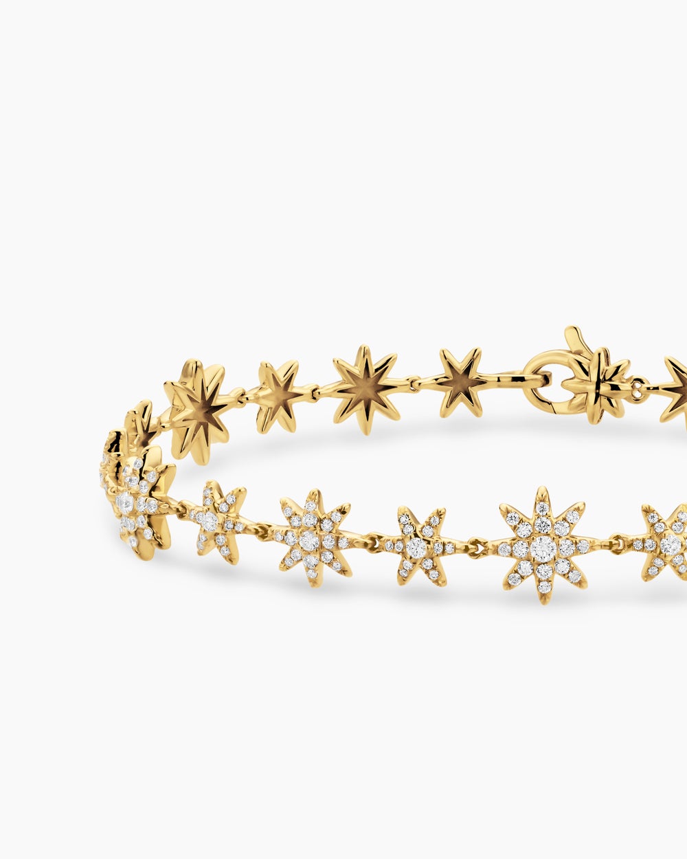 Womens Petite Starburst Tennis Bracelet in 18K Yellow Gold with Diamonds, 8.2mm