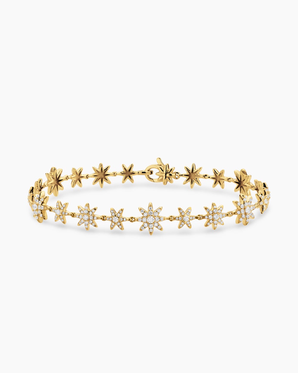 Womens Petite Starburst Tennis Bracelet in 18K Yellow Gold with Diamonds, 8.2mm