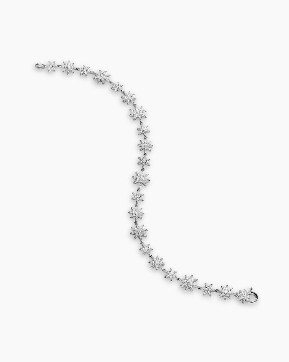 Womens Petite Starburst Tennis Bracelet in 18K White Gold with Diamonds, 8.2mm