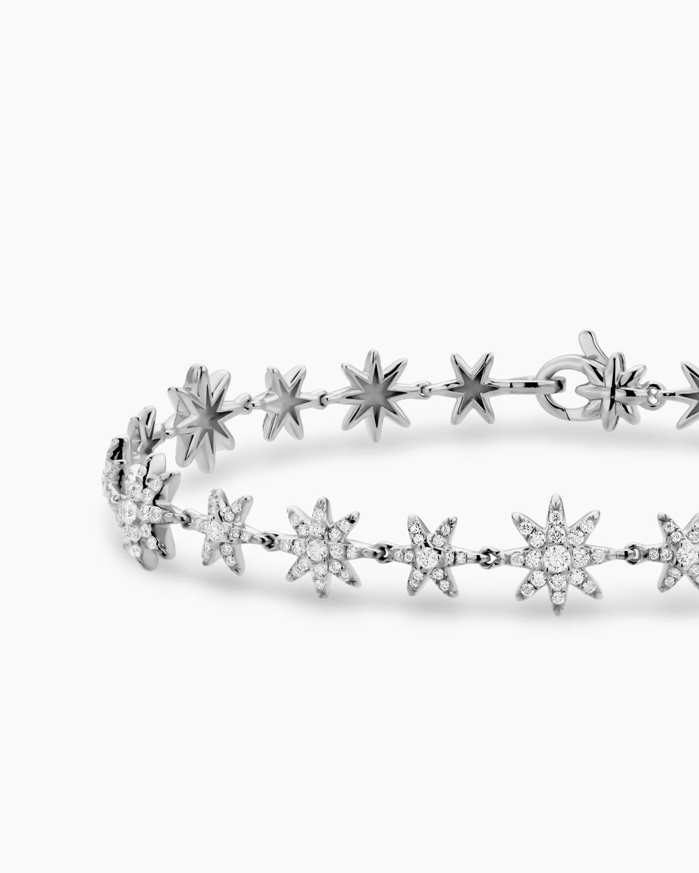 Womens Petite Starburst Tennis Bracelet in 18K White Gold with Diamonds, 8.2mm