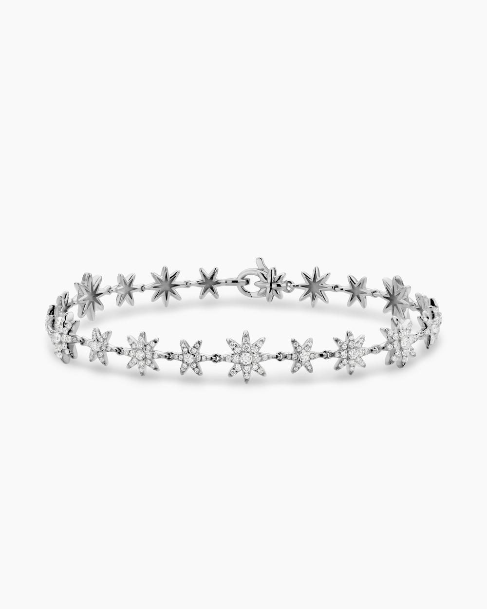 Womens Petite Starburst Tennis Bracelet in 18K White Gold with Diamonds, 8.2mm