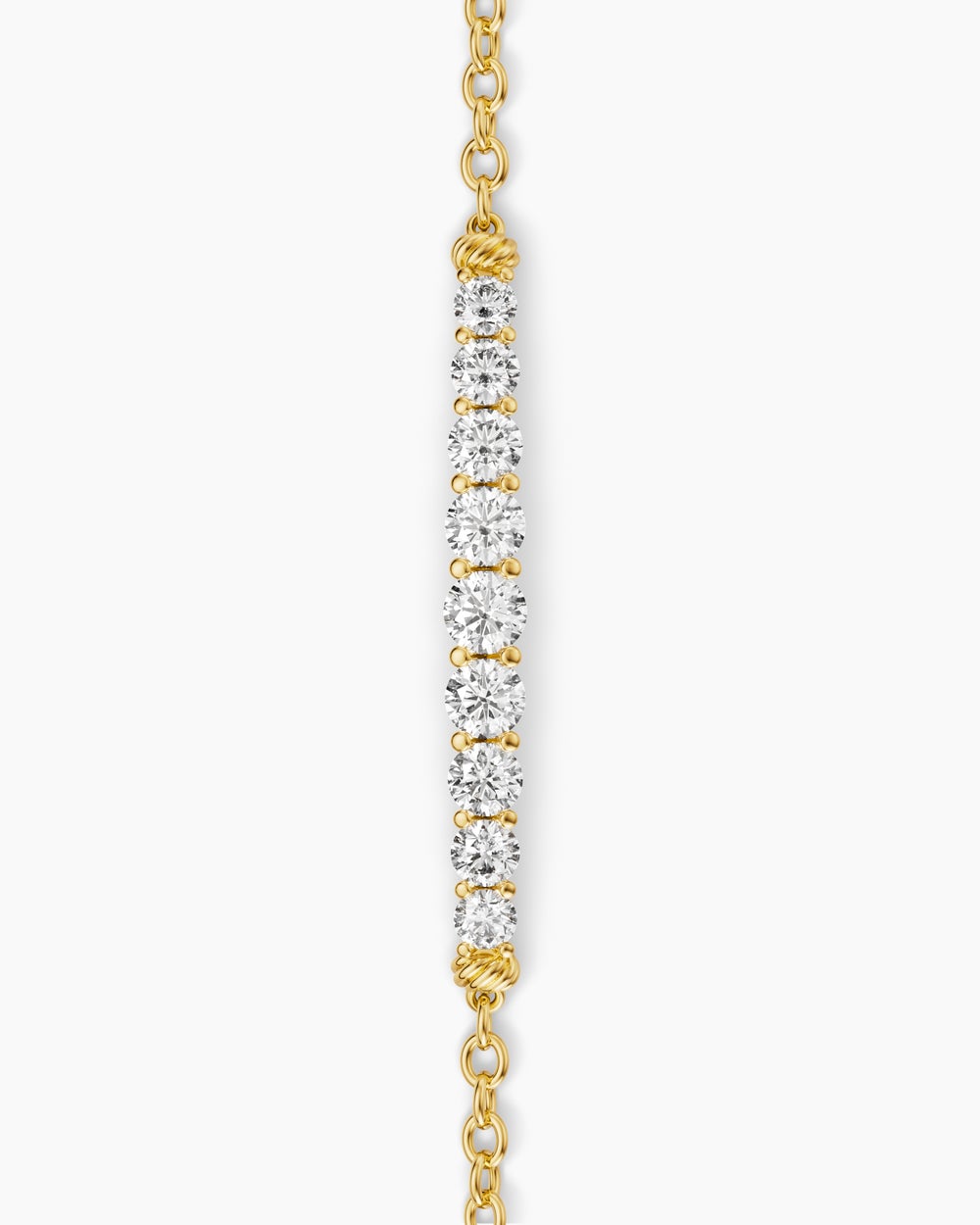 Bracelet chaîne barre fuselée Petite Pavé en or jaune 18 carats avec diamants, 1,5 mm femme