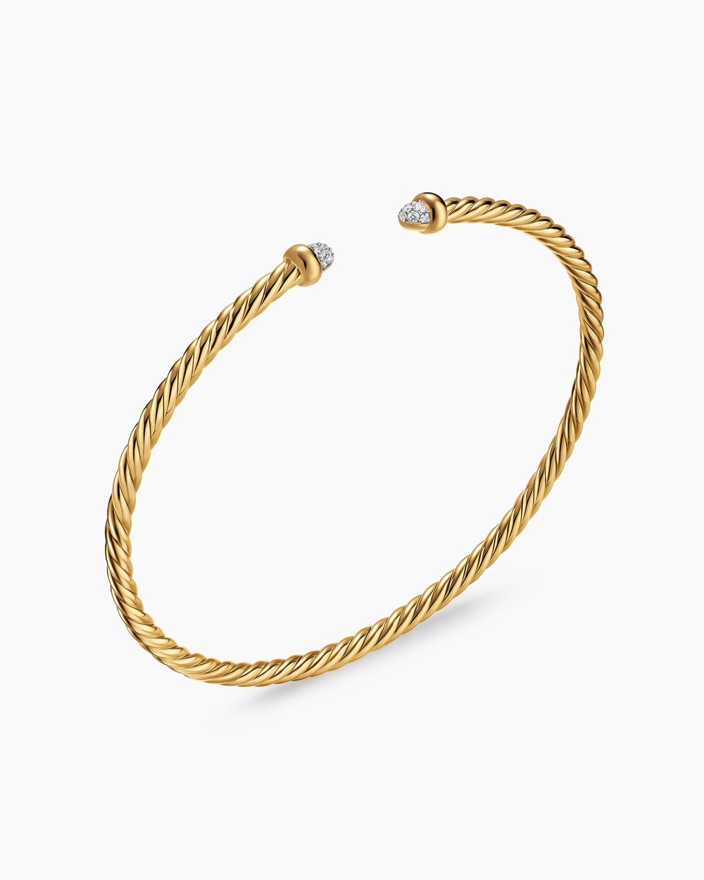 Bracelet Micro Cablespira® Flex en or jaune 18 carats avec dômes en Diamants sertis en pavé, 2,6 mm femmes