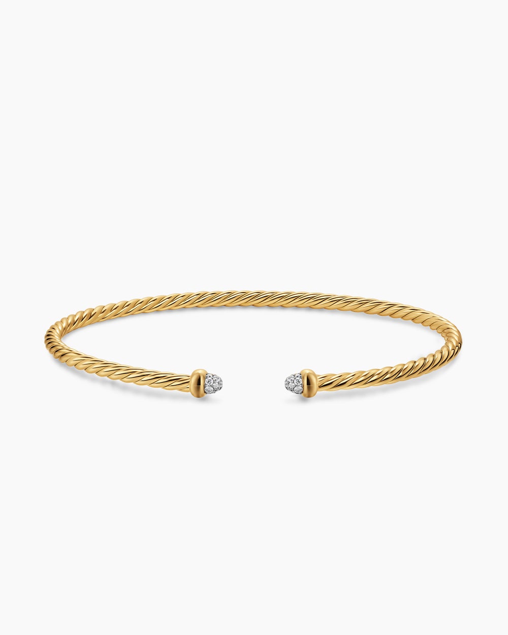 Bracelet Micro Cablespira® Flex en or jaune 18 carats avec dômes en Diamants sertis en pavé, 2,6 mm femmes
