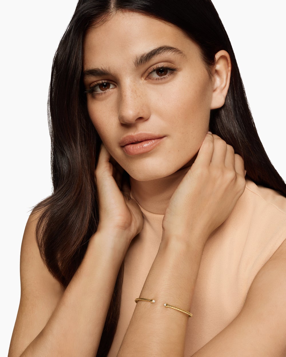 Bracelet Micro Cablespira® Flex en or jaune 18 carats avec dômes en Diamants sertis en pavé, 2,6 mm femmes