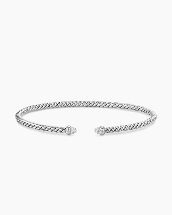 Micro Cable Flex® Bracelet in Sterling Silver with Diamonds, 2.6mm
