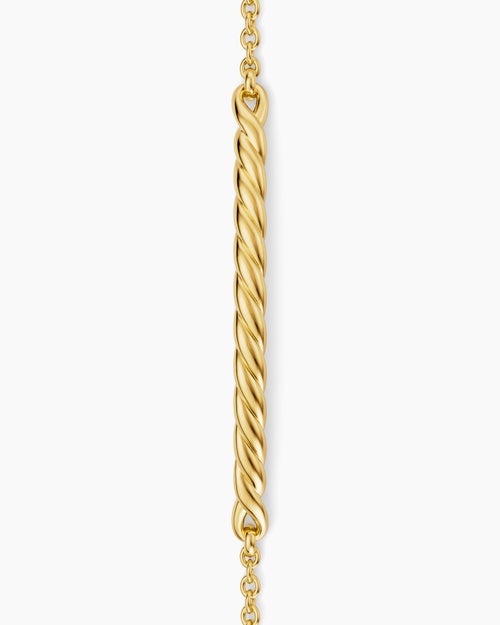 Womens Sculpted Cable Bar Chain Bracelet in 18K Yellow Gold, 2mm