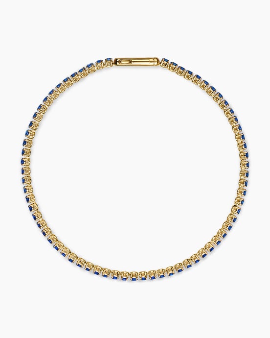 Mini Tennis Bracelet in 18K Yellow Gold with Blue Sapphires, 2mm