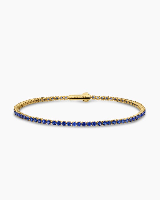 Mini Tennis Bracelet in 18K Yellow Gold with Blue Sapphires, 2mm