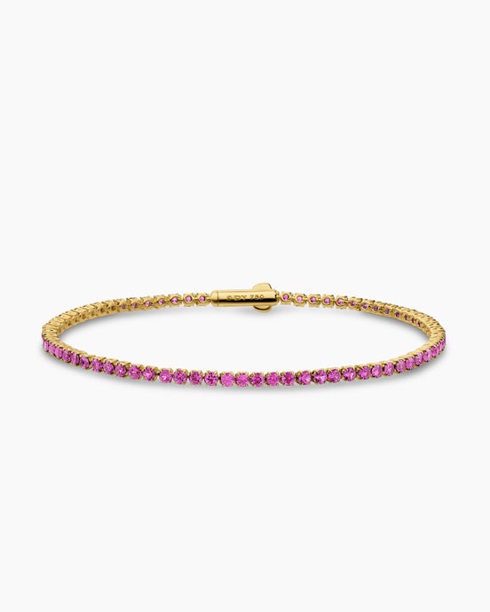 Mini Tennis Bracelet in 18K Yellow Gold with Pink Sapphires, 2mm