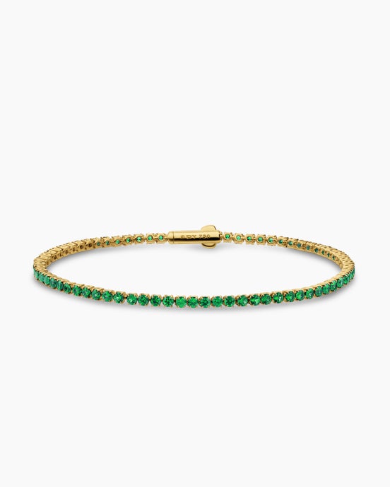 Mini Tennis Bracelet in 18K Yellow Gold with Tsavorites, 2mm