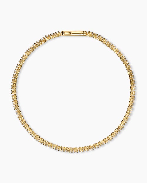 Womens Mini Tennis Bracelet in 18K Yellow Gold with Diamonds, 2mm