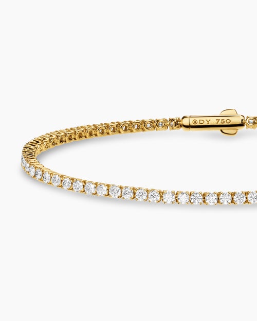 Womens Mini Tennis Bracelet in 18K Yellow Gold with Diamonds, 2mm